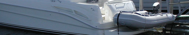 Davits, davit and davit systems for dinghies and inflatable boats to davit them on a yacht swim platform or hoist them on a sailboat.
